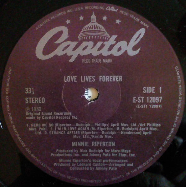Minnie Riperton : Love Lives Forever (LP, Album)