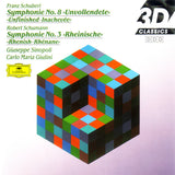 Franz Schubert, Robert Schumann - Giuseppe Sinopoli / Carlo Maria Giulini : Symphony No. 8 "Unvollendete" = "Unfinished = Inachevée" / Symphony No. 3 "Rheinische" = "Rhenish = Rhénane" (CD, Comp)