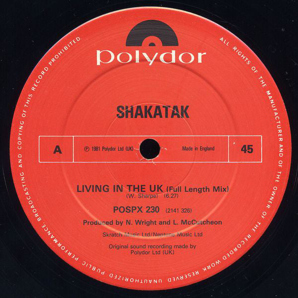 Shakatak : Living In The UK (12", Single)