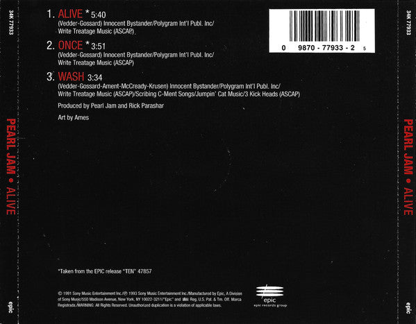 Pearl Jam - Alive (CD) (Very Good Plus (VG)) - DaddyPop