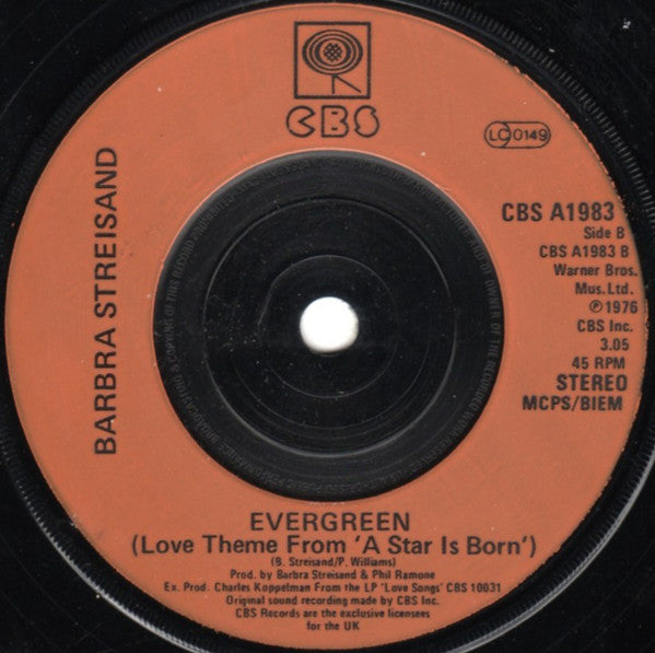 Barbra Streisand : Memory (7", Ora)