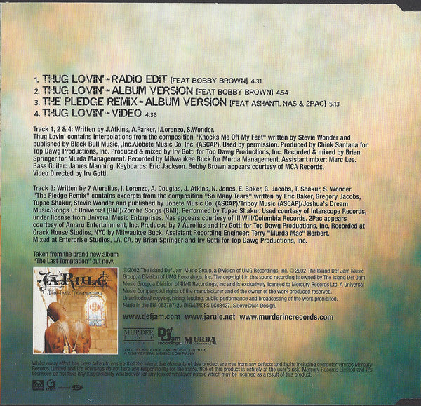 Ja Rule Featuring Bobby Brown : Thug Lovin' (CD, Single, Enh)