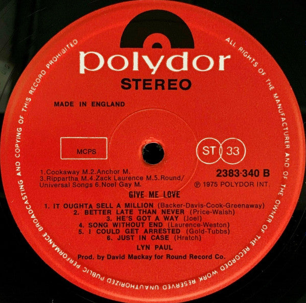 Lyn Paul : Give Me Love (LP, Album)