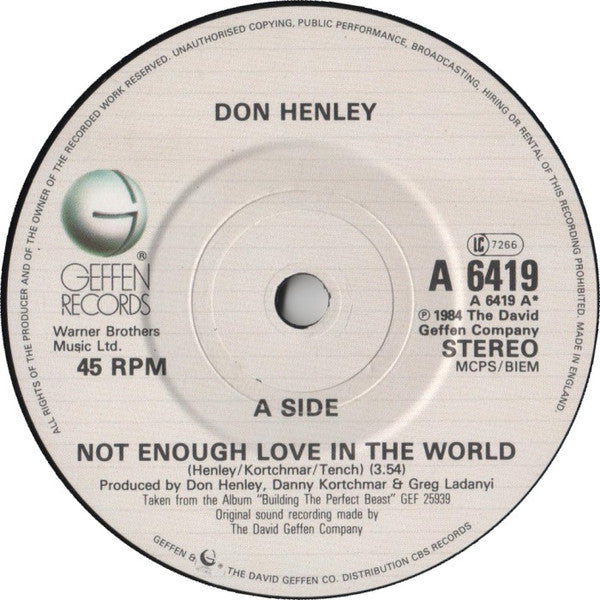 Don Henley : Not Enough Love In The World (7")