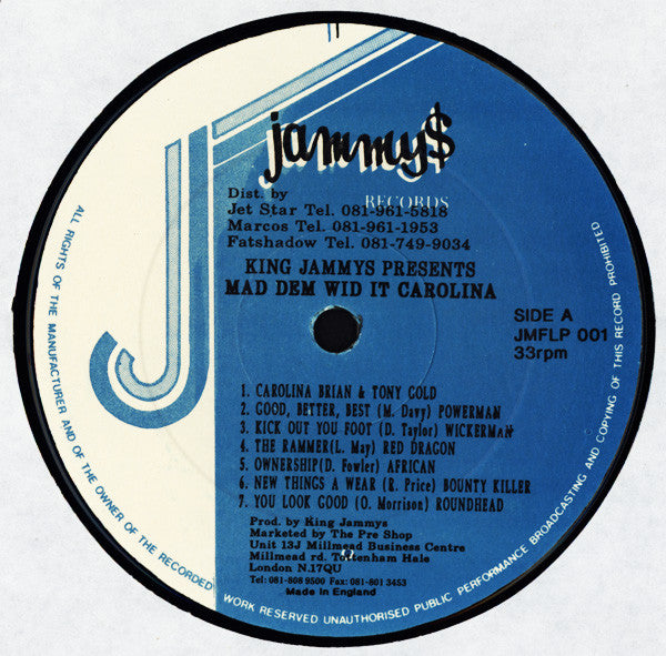 Various : King Jammy's Presents Mad Dem Wid It Carolina!!! (LP, Comp)