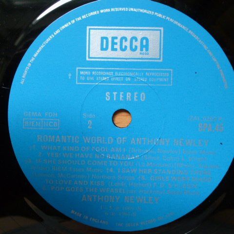 Anthony Newley - The Romantic World Of Anthony Newley (LP) (Very Good Plus (VG)) - DaddyPop
