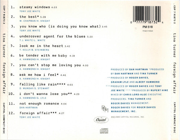 Tina Turner : Foreign Affair (CD, Album, RE, RP, EMI)