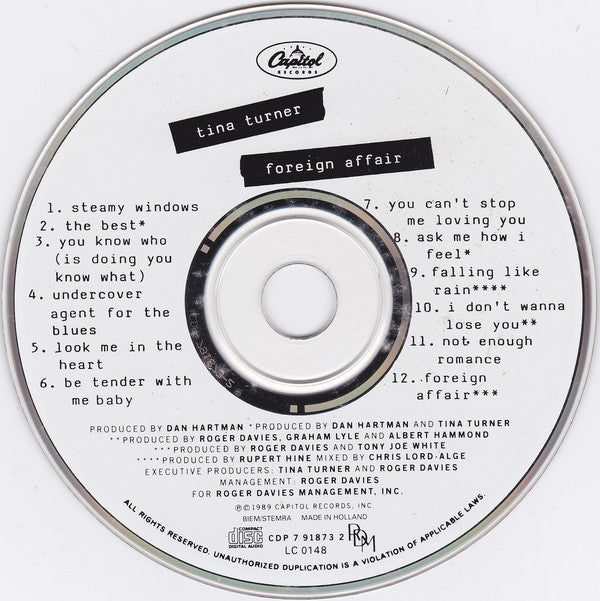 Tina Turner : Foreign Affair (CD, Album, RE, RP, EMI)