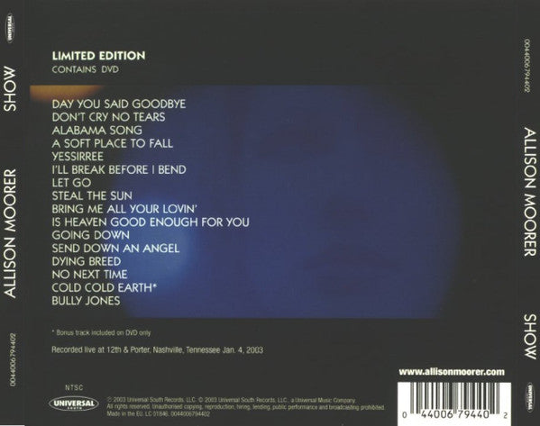 Allison Moorer : Show (CD, Album + DVD-V, NTSC)