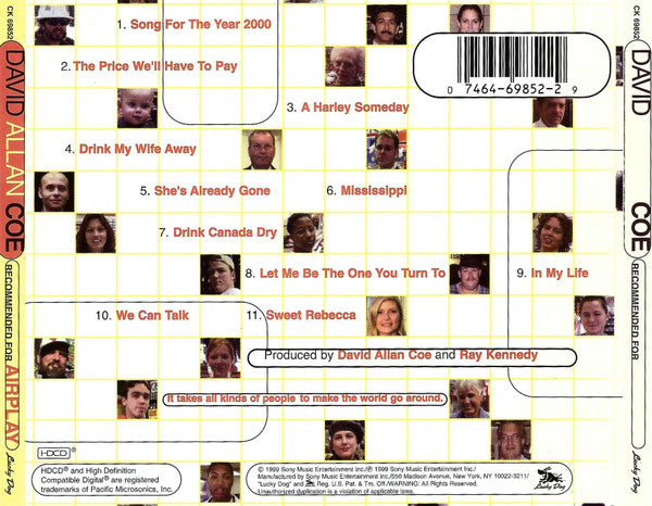 David Allan Coe : Recommended For Airplay (HDCD, Album)