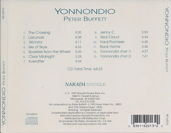 Peter Buffett - Yonnondio (CD) (Very Good Plus (VG)) - DaddyPop