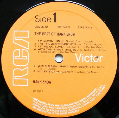 Hank Snow : The Best Of (LP, Comp, RE)