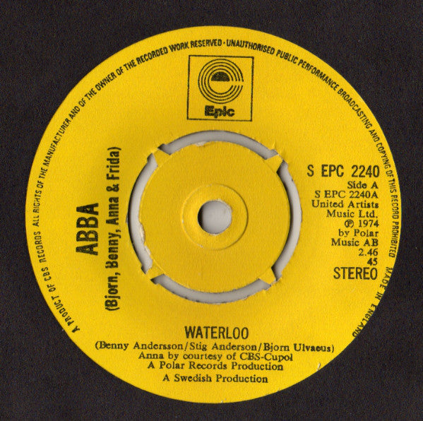 ABBA, Björn & Benny, Agnetha & Anni-Frid : Waterloo (7", Single, 4-p)