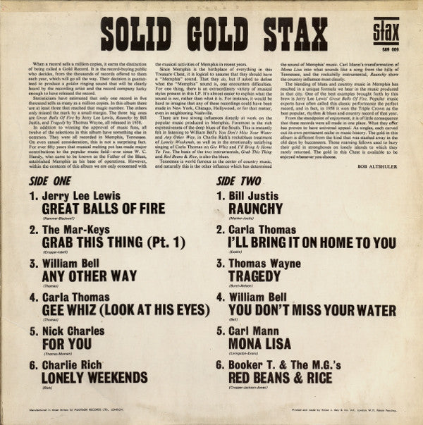 Various : Solid Gold Stax (LP, Comp, Mono)