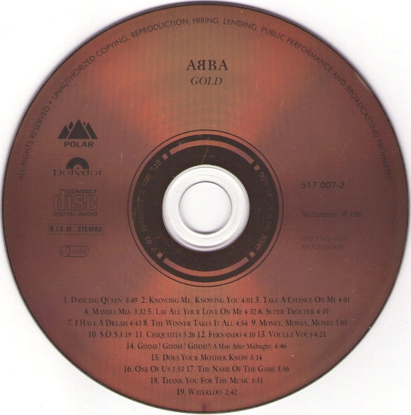 ABBA : Gold (Greatest Hits) (CD, Comp, RM)