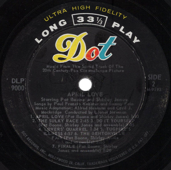 Pat Boone And Shirley Jones (2) : April Love (Music From The Sound Track Of The 20th Century-Fox CinemaScope Picture) (LP, Mono)