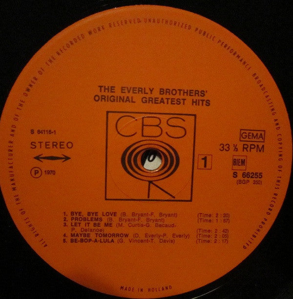 Everly Brothers : The Everly Brothers' Original Greatest Hits (2xLP, Comp)