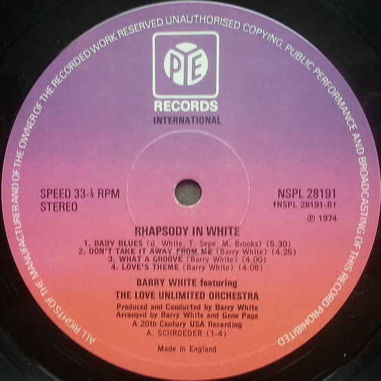 Love Unlimited Orchestra : Rhapsody In White (LP, Album)