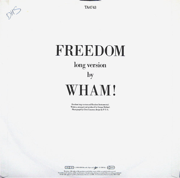Wham! : Freedom (12", Single)