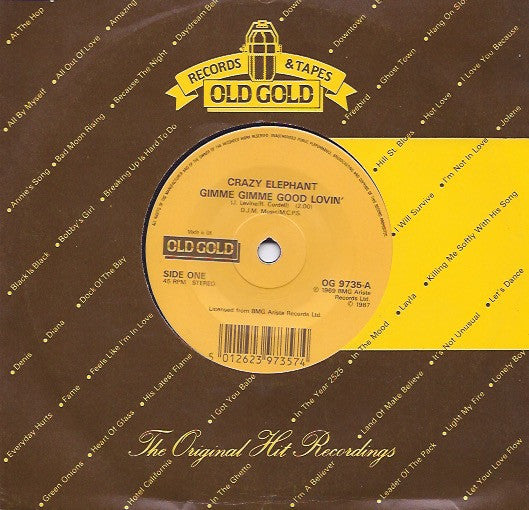 Crazy Elephant, John Fred & His Playboy Band : Gimme Gimme Good Lovin' / Judy In Disguise ( With Glasses) (7")