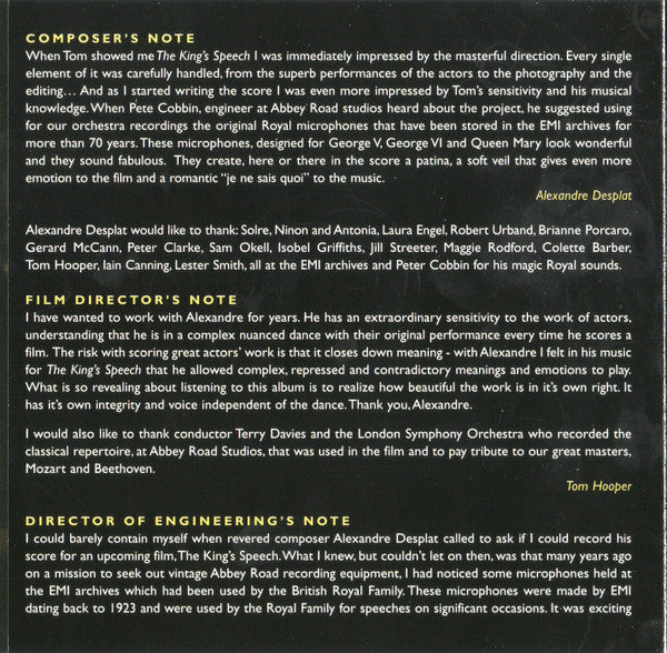 Alexandre Desplat - The Kings Speech (Original Motion Picture Soundtrack) (CD) (Very Good Plus (VG)) - DaddyPop