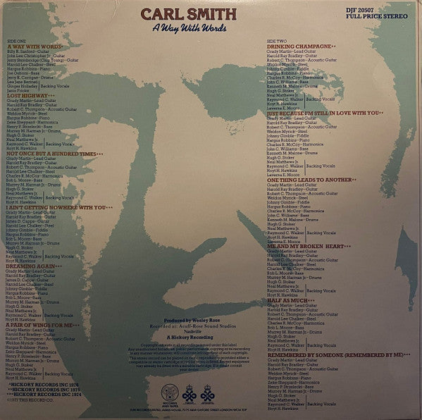 Carl Smith (3) : A Way With Words (LP, Comp)