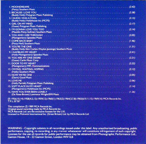 Buddy Holly : Moondreams (CD, Comp)