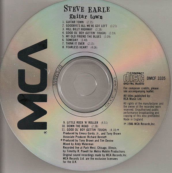 Steve Earle : Guitar Town (CD, Album)