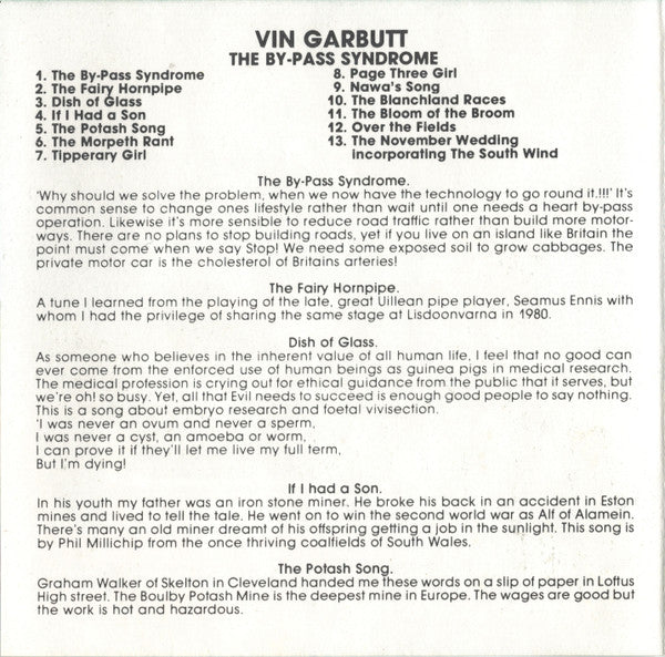 Vin Garbutt : The By-Pass Syndrome (CD, Album, RE)