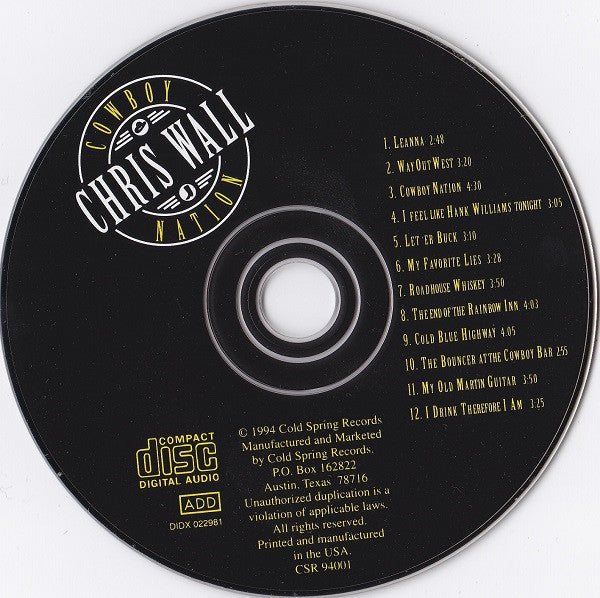 Chris Wall : Cowboy Nation (CD, Album)