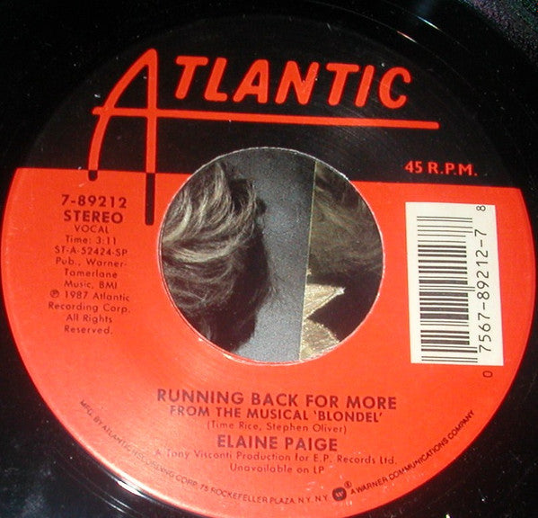 Elaine Paige : On My Own/Running Back For More (7")