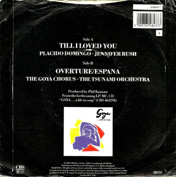 Placido Domingo • Jennifer Rush : Till I Loved You (7", Single)
