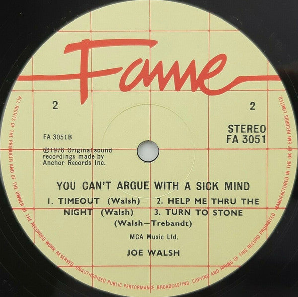 Joe Walsh : You Can't Argue With A Sick Mind (LP, Album, RE)