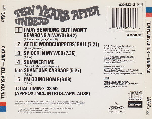Ten Years After : Undead (CD, Album, RE)