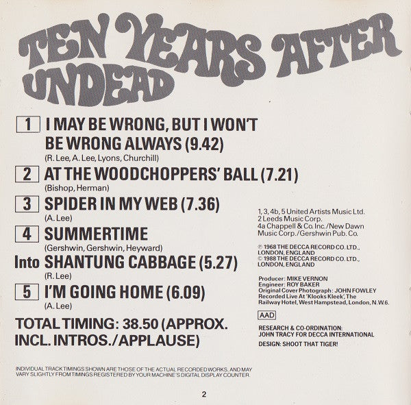 Ten Years After : Undead (CD, Album, RE)