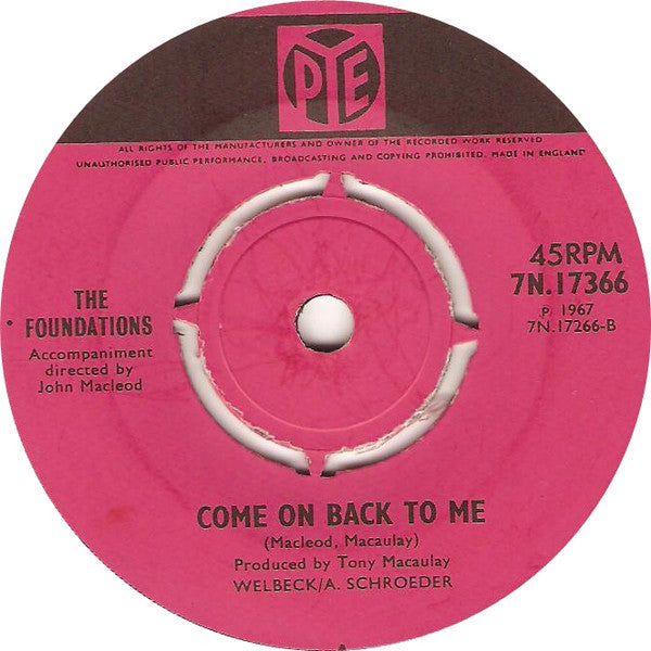 The Foundations : Baby, Now That I've Found You (7", Single, Pur)