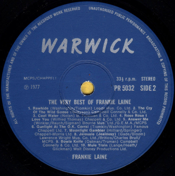 Frankie Laine : The Very Best Of Frankie Laine (LP, Comp)