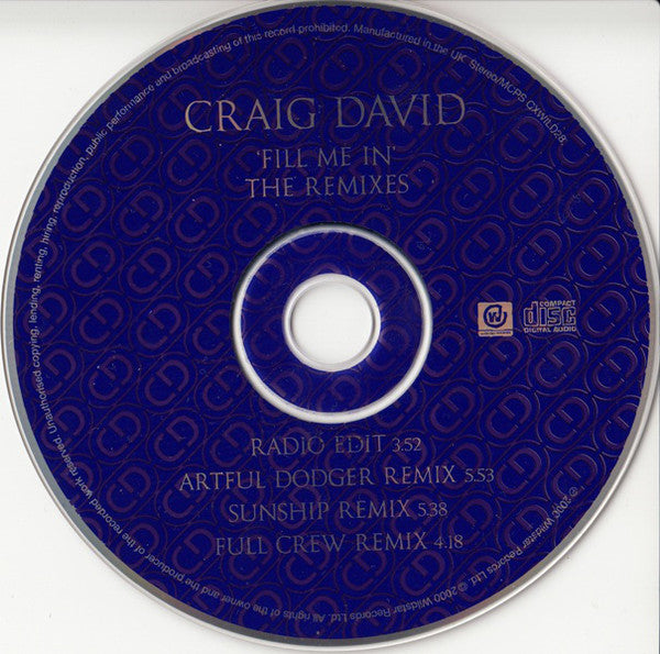 Craig David : Fill Me In (The Remixes) (CD, Single, CD2)