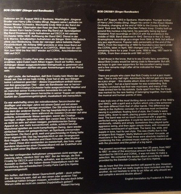 Bob Crosby Featuring  Bob Crosby And The Bob Cats : The Best Of Bob Crosby Featuring The Bob Cats (2xLP, Comp)