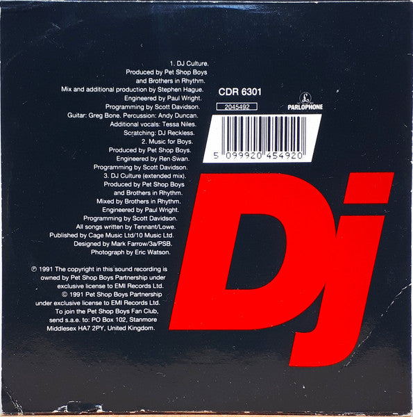 Pet Shop Boys : DJ Culture (CD, Single, Car)