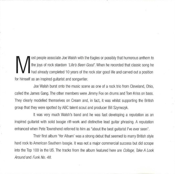 Joe Walsh, James Gang : The Best Of Joe Walsh & The James Gang 1969-1974 (CD, Comp, RP)