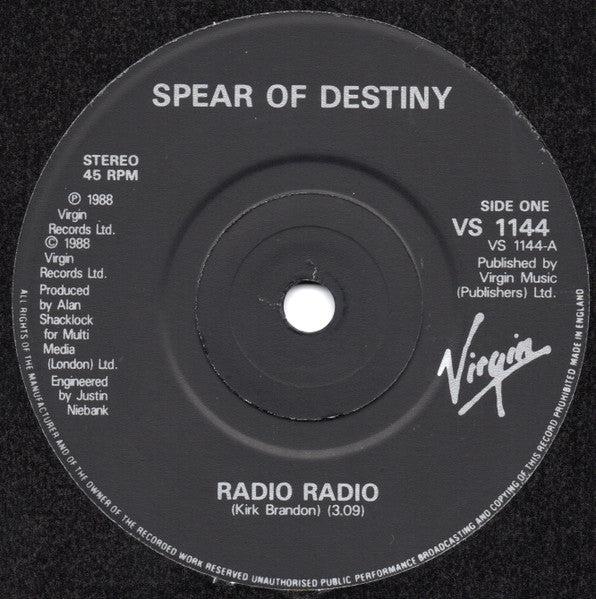 Spear Of Destiny : Radio Radio (7", Single, Ltd, Gat)