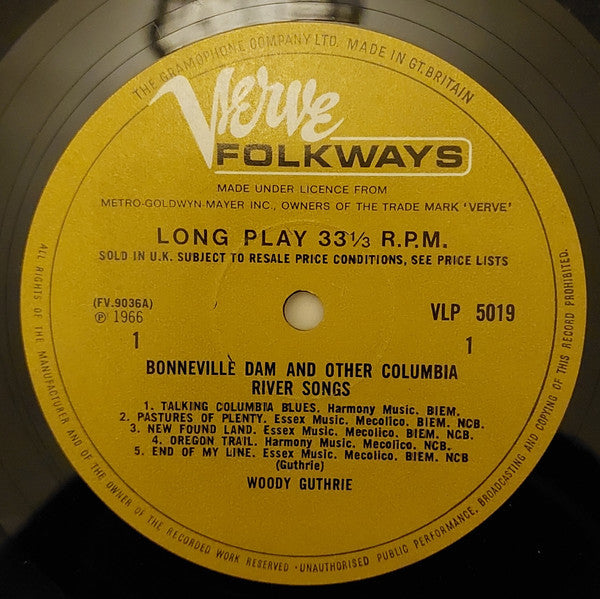 Woody Guthrie : Bonneville Dam & Other Columbia River Songs (LP, Mono)