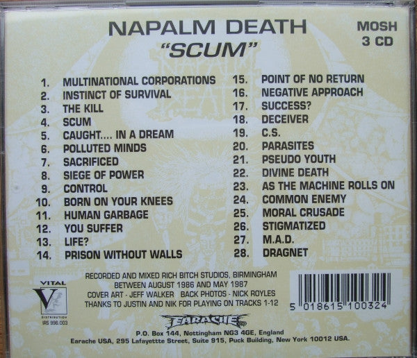 Napalm Death : Scum (CD, Album, RE)