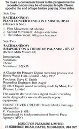 Sergei Vasilyevich Rachmaninoff - Martino Tirimo, Philharmonia Orchestra, Yoel Levi : Piano Concerto No. 2, Rhapsody On A Theme Of Paganini (Cass, RE)