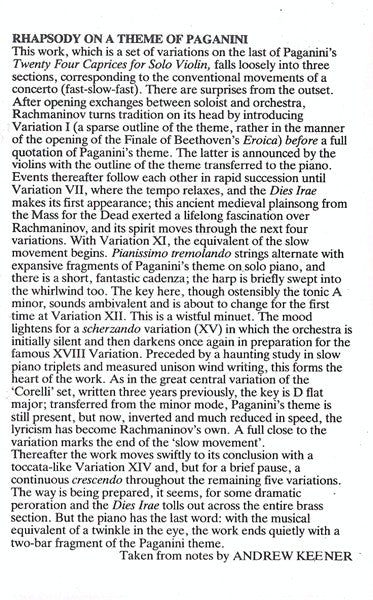 Sergei Vasilyevich Rachmaninoff - Martino Tirimo, Philharmonia Orchestra, Yoel Levi : Piano Concerto No. 2, Rhapsody On A Theme Of Paganini (Cass, RE)