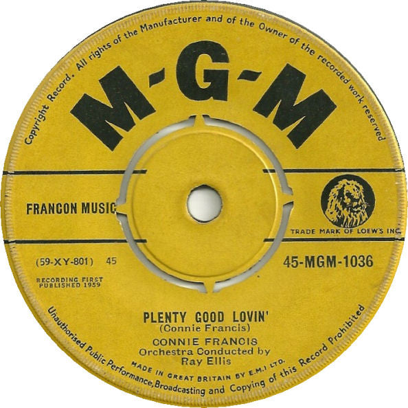 Connie Francis : Plenty Good Lovin' (7", Single)