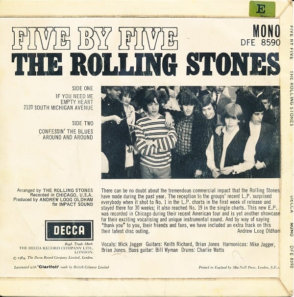 The Rolling Stones : Five By Five (7", EP, Mono)