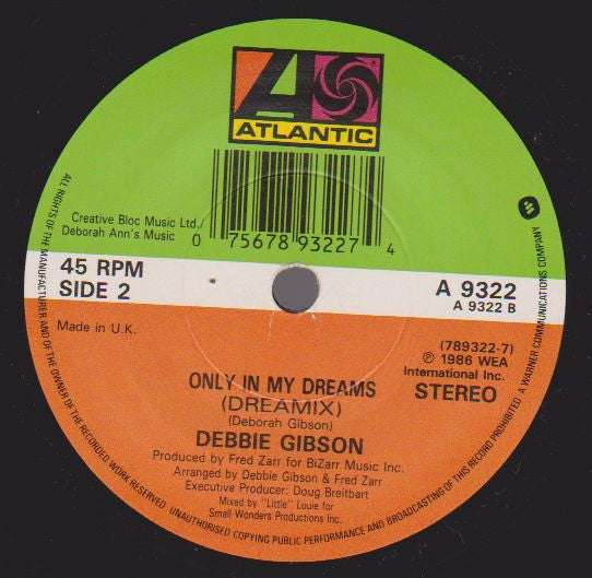 Debbie Gibson : Only In My Dreams (7", Single, RE, Pap)