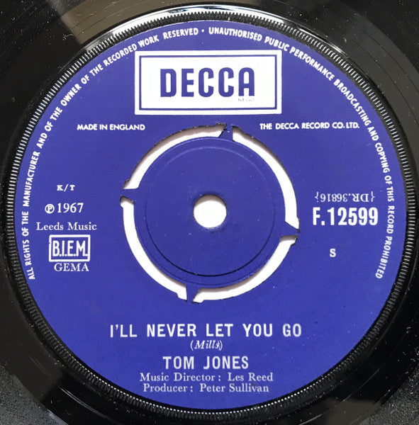 Tom Jones : Funny Familiar Forgotten Feelings / I'll Never Let You Go (7", Single, Lab)